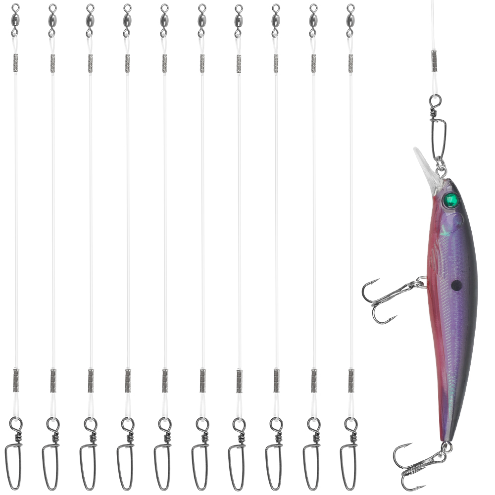 Fluorocarbon Line - 10 قطعة قادة الصيد الفلوروكارون 20LB-50LB