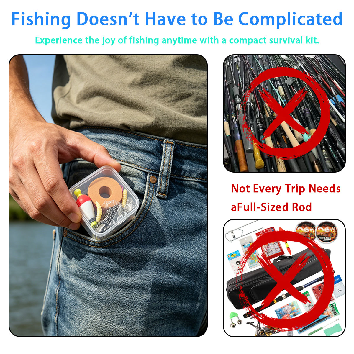 Fishing Line Box - مجموعة أدوات صيد السمك المحمولة للطوارئ،